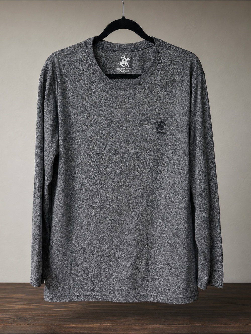 Beverly Hills Polo Club Men’s Medium Gray Heather Long Sleeve Tee Shirt